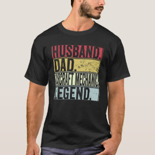 Camiseta Marido Pai Mecânico de Aeronaves Lenda Para Gordo