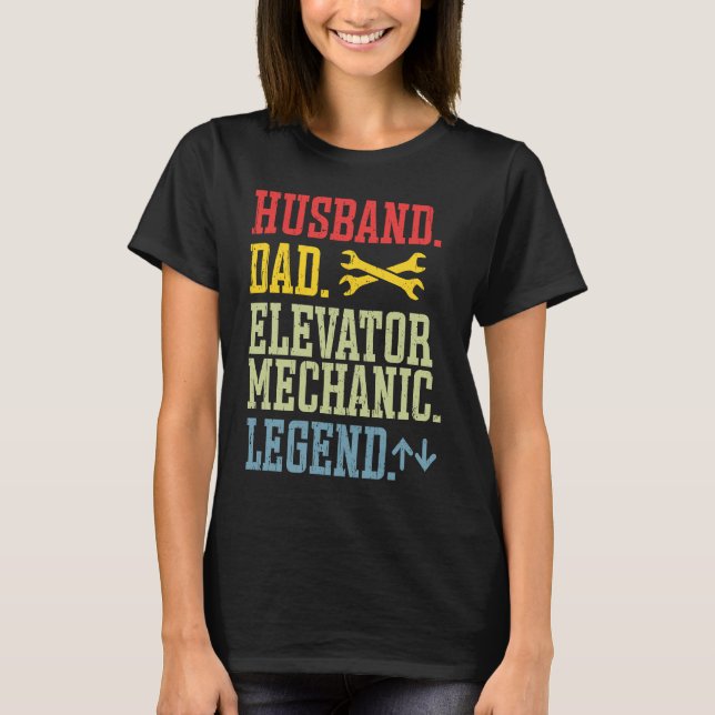 Camiseta Marido Pai Mecânico de Elevador (Frente)