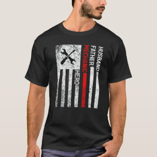 Camiseta Marido Pai Mecânico Herói Bandeira Dos EUA Mecânic