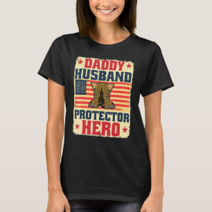 Camiseta Marido Pai Protetor Herói Bandeira Americana Pai