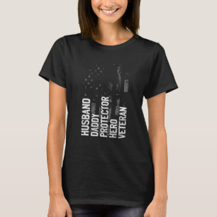 Camiseta Marido Pai Protetor Herói Veterano Orgulhoso Veter