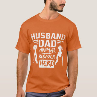 Camiseta Marido pai resgatador de animais herói menino