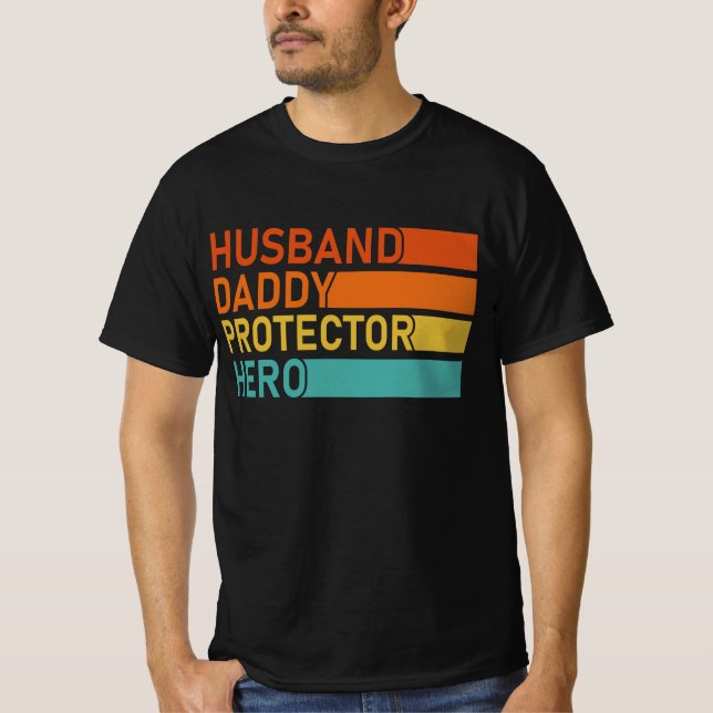 Camiseta marido papai protetor herói dia dos pais para o pa (Frente)