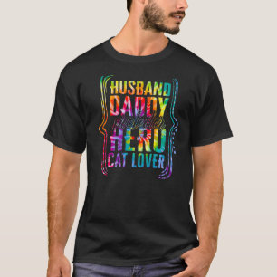 Camiseta Marido Papai Protetor Herói Gato Tingimento Dourad