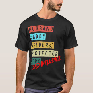 Camiseta Marido Papai Soldador Protetor Herói Mau