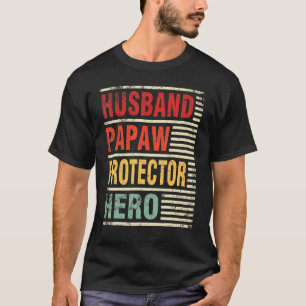 Camiseta Marido Papaw Protetor Herói Feliz Mãe Pai D