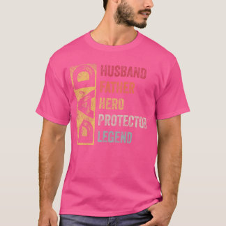 Camiseta Marido Retro Pai Herói Protetor Lenda Pai