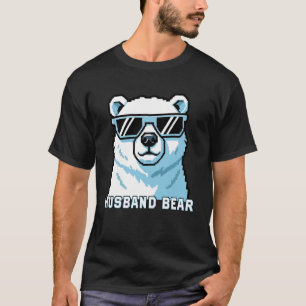 Camiseta Marido Urso Pixel Urso Óculos de Sol