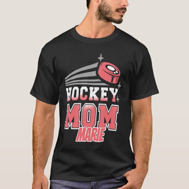 Camiseta Marie Hockey Mom With Puck Womens (Frente)