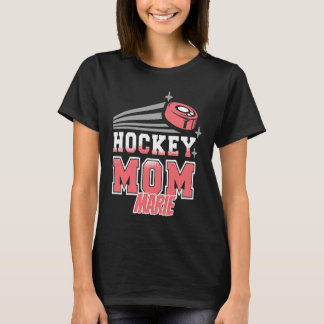 Camiseta Marie Hockey Mom With Puck Womens