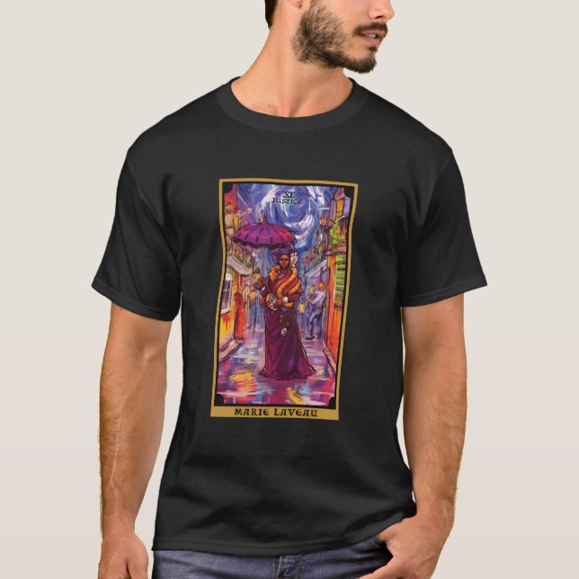 Camiseta Marie Laveau Justice Tarot Card Voodoo Witch New O (Frente)