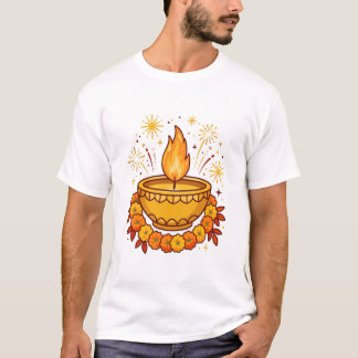 Camiseta Marigold Diya Diwali Feliz