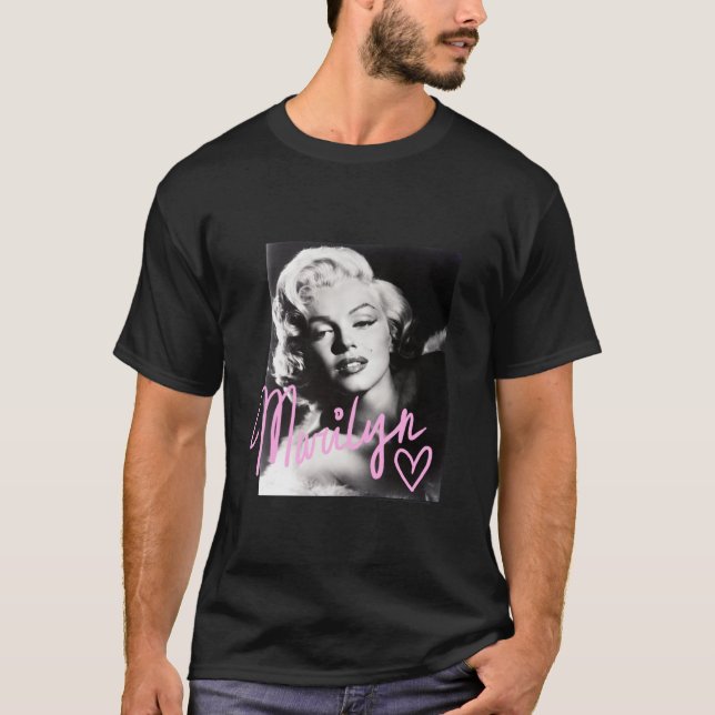 Camiseta Marilyn Monroe - Escrita manual a preto e branco,  (Frente)