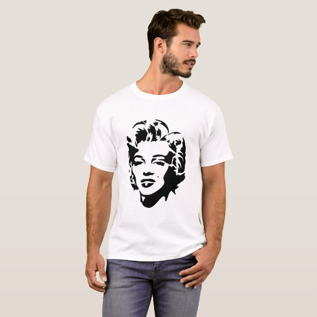 Camiseta Marilyn Monroe Face Stencil Pop Art (Frente Completa)