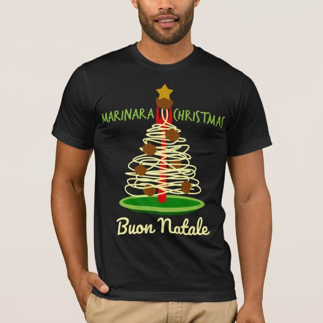 Camiseta Marinara Christmas Buon Natale Spaghetti Tree (Frente)