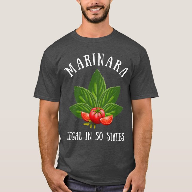 Camiseta Marinara Legal em 50 Estados Basil e Tomates (Frente)