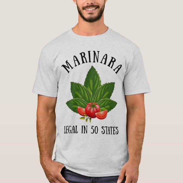 Camiseta Marinara Legal em 50 Estados Basil e Tomates (Frente)
