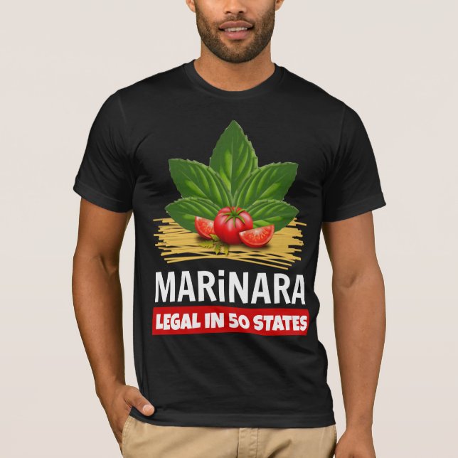 Camiseta Marinara Legal em 50 Estados Basil Tomato Spaghett (Frente)