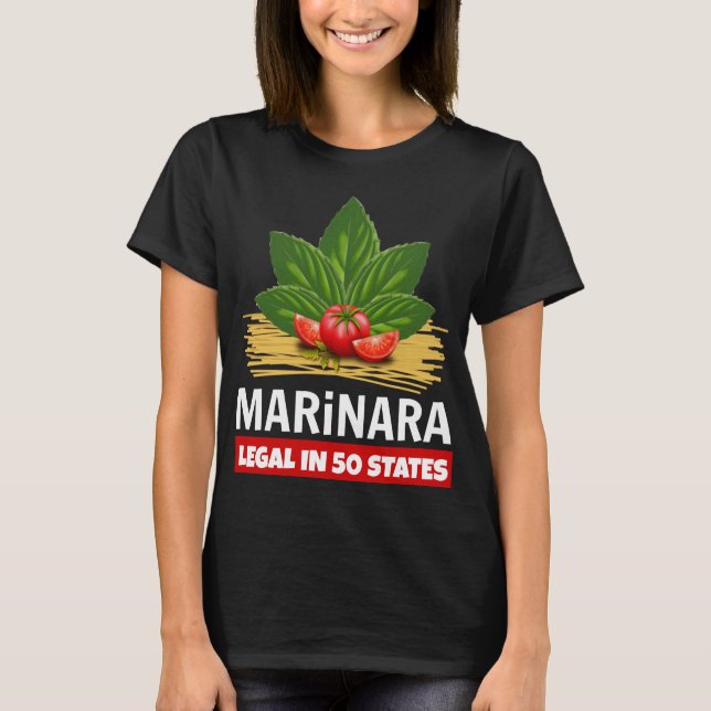 Camiseta Marinara Legal em 50 Estados Basil Tomato Spaghett (Frente)