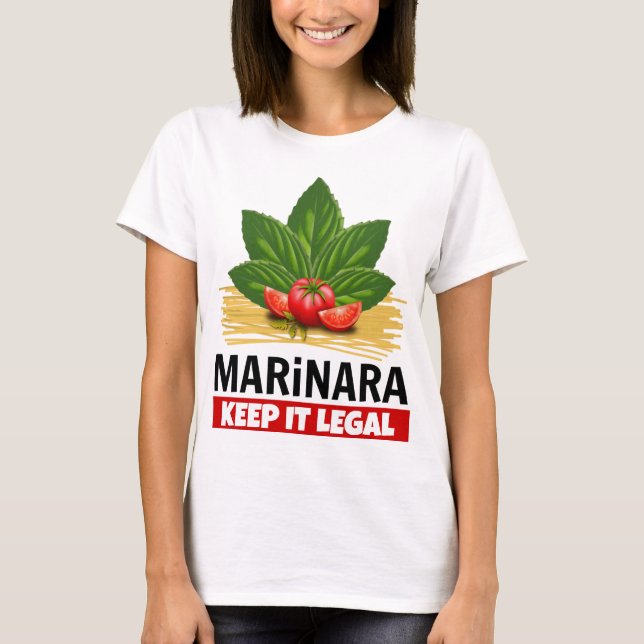Camiseta Marinara Mantenha-o como base legal Tomates Espagu (Frente)