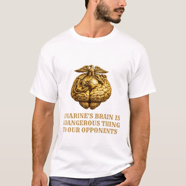 Camiseta Marine Brain Power Dangerous Mind Military T-shirt (Frente)
