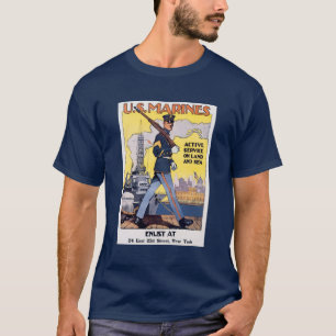 Camiseta Marines dos EUA - Poster da Primeira Guerra Mundia