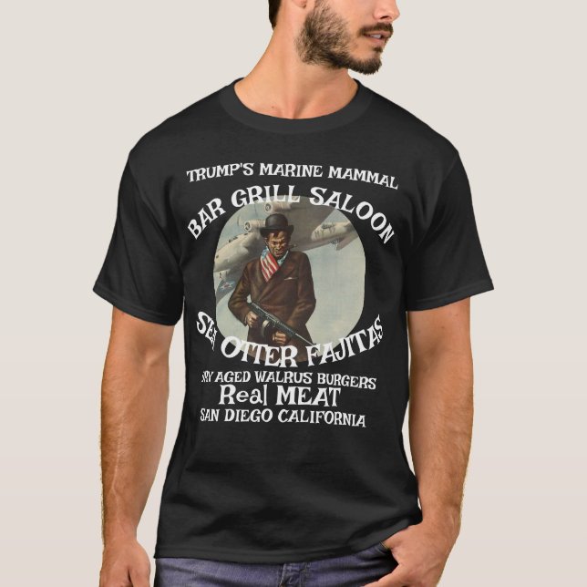 Camiseta Marinha de Trump's Marine Mammal Grill Sea Otter F (Frente)