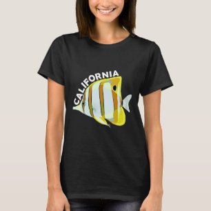 Camiseta Marinha Tropical Coral de Peixe-Borboleta da Calif