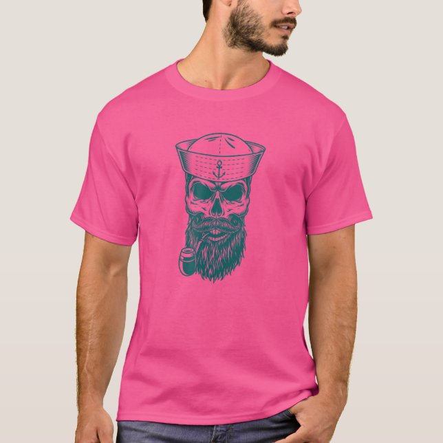 Camiseta Marinheiro fuma um tubo de tatuagem marinha impres (Frente)