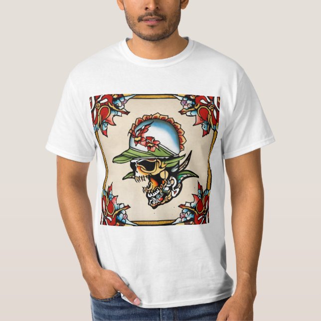 Camiseta Marinheiro Icônico Jerry & Ed Hardy Tattoo Masterp (Frente)