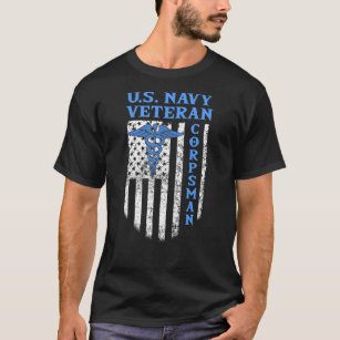 Camiseta Marinho americano Corpsman Veteran, EUA Flag Vinta