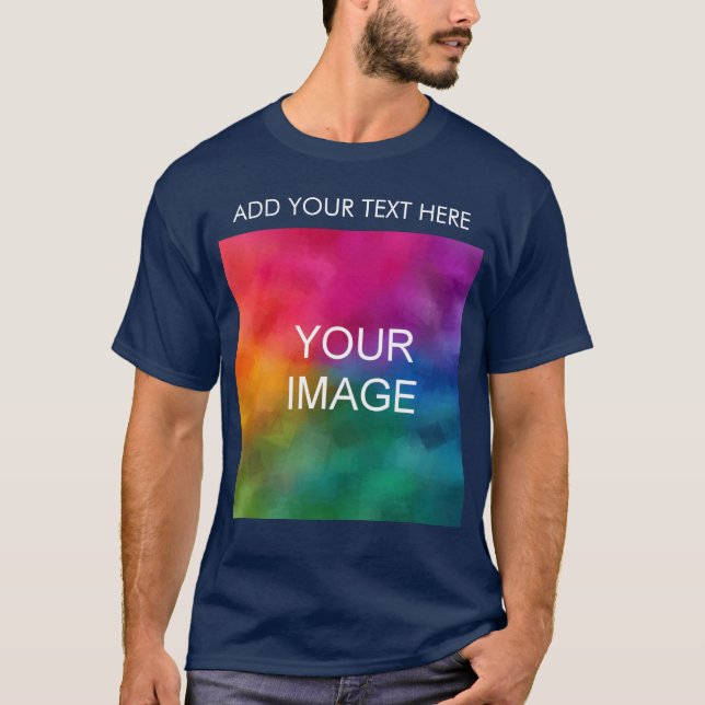 Camiseta Marinho Azul Adicionar Modelo de Foto de Imagem de (Frente)
