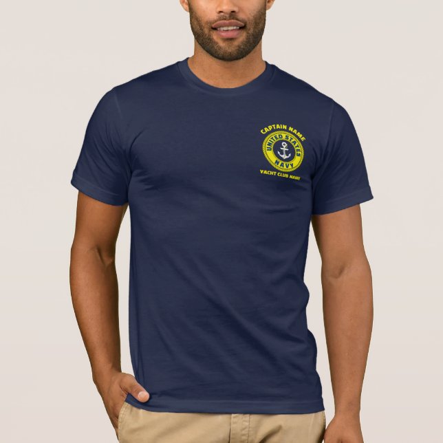 Camiseta Marinho azul Anchor, capitão náutico à vela no Ver (Frente)