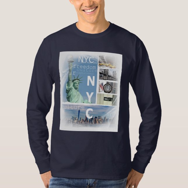 Camiseta Marinho Azul Brooklyn Bridge Nyc Nova Iorque (Frente)