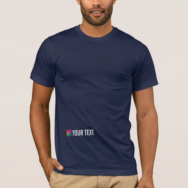 Camiseta Marinho Azul de Adicionar Imagem ao Tee Moderno Ma (Frente)