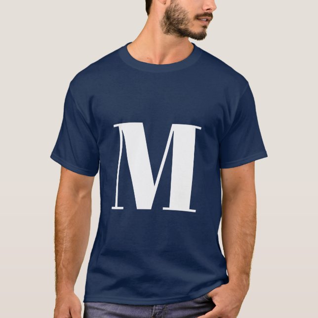 Camiseta Marinho Azul - Letra inicial Monograma - Na moda m (Frente)