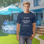 Camiseta Marinho Blue Bachelor Party T-Shirt<br><div class="desc">Camiseta de marinho azul e texto simples da despedida de solteiro, um design para o futuro ou hosts que veem o azul como um símbolo de confiança e lealdade e preferem o texto sem nenhum elemento de fundo para melhorar a legibilidade. O texto branco contrastando sobre o fundo azul marinho...</div>