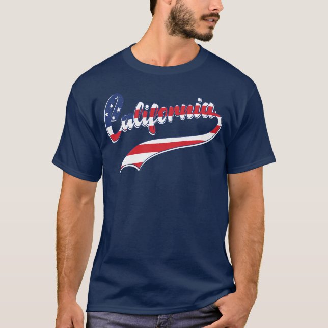 Camiseta Marinho Blue California USA Flag Fill T Shirt (Frente)