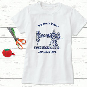 Camiseta Marinho Blue Damask Sewing Machine T Shirt