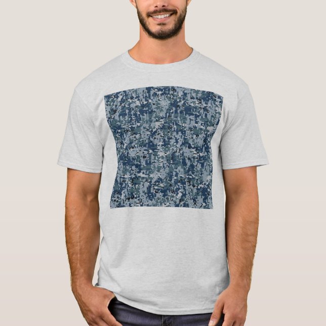 Camiseta Marinho Blue Digital Camouflage Decor (Frente)