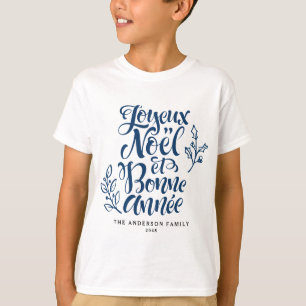 Camiseta Marinho Blue Joyeux Noël et Bonne Année Natal
