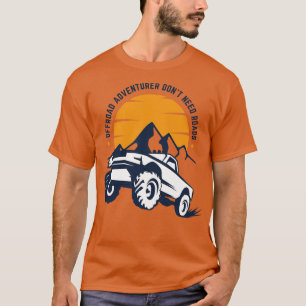 Camiseta Marinho Branco Laranja Moderno Ilustrativo Offroad