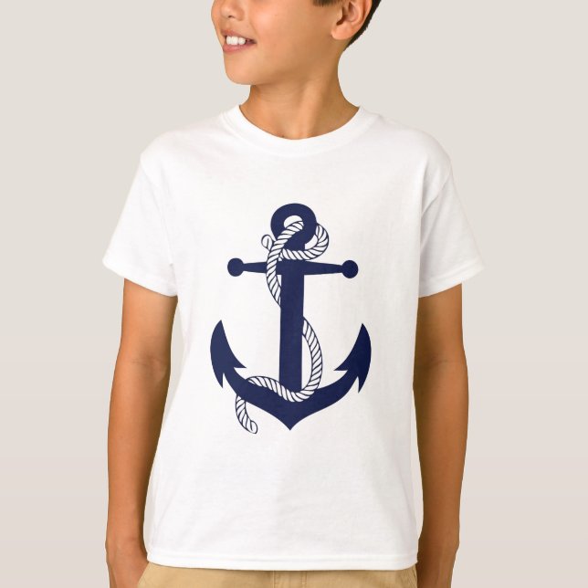 Camiseta Marinho da âncora da navigação (Frente)