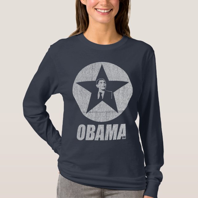 Camiseta Marinho da estrela de Obama (Frente)
