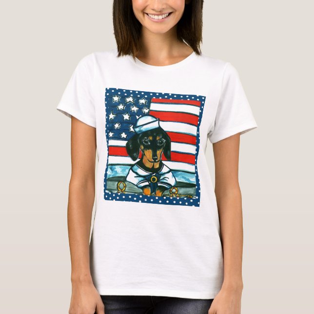Camiseta Marinho Dachshund (Frente)