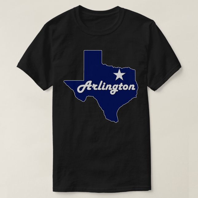 Camiseta Marinho de Arlington Texas Blue Lone State Map TSi (Frente do Design)
