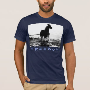 Camiseta Marinho de Arte Pop Azul de Cavalo em Execução Mod