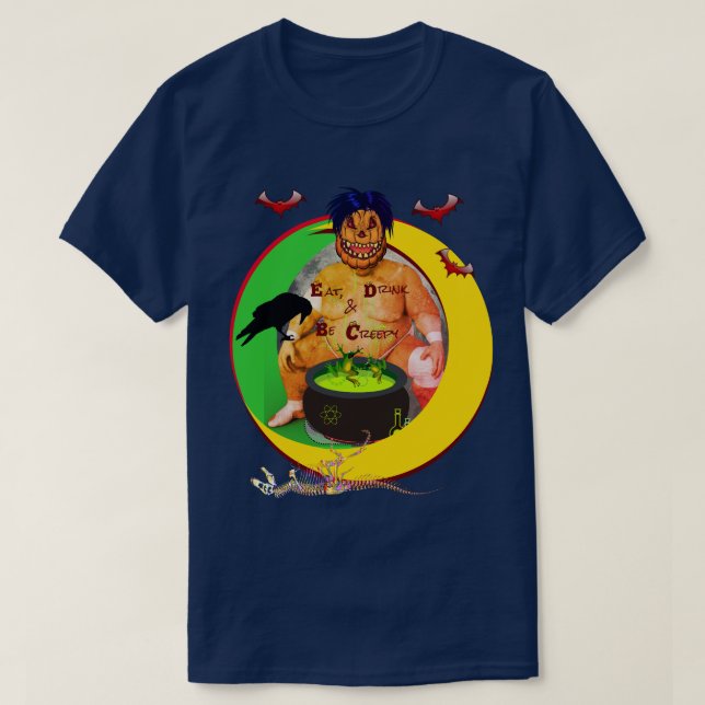 Camiseta Marinho de Dia das Bruxas Unisex T-Shirt (Frente do Design)