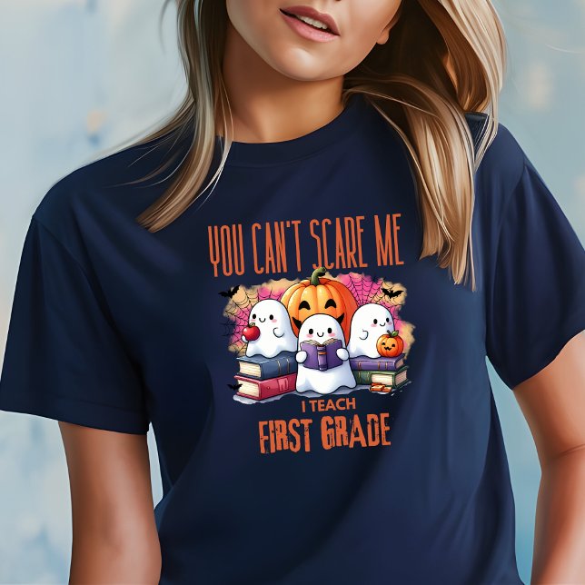 Camiseta Marinho de Dia de as Bruxas engraçado de Professor (Criador carregado)