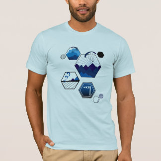 Camiseta Marinho de Elementos de Tesselação Parapente